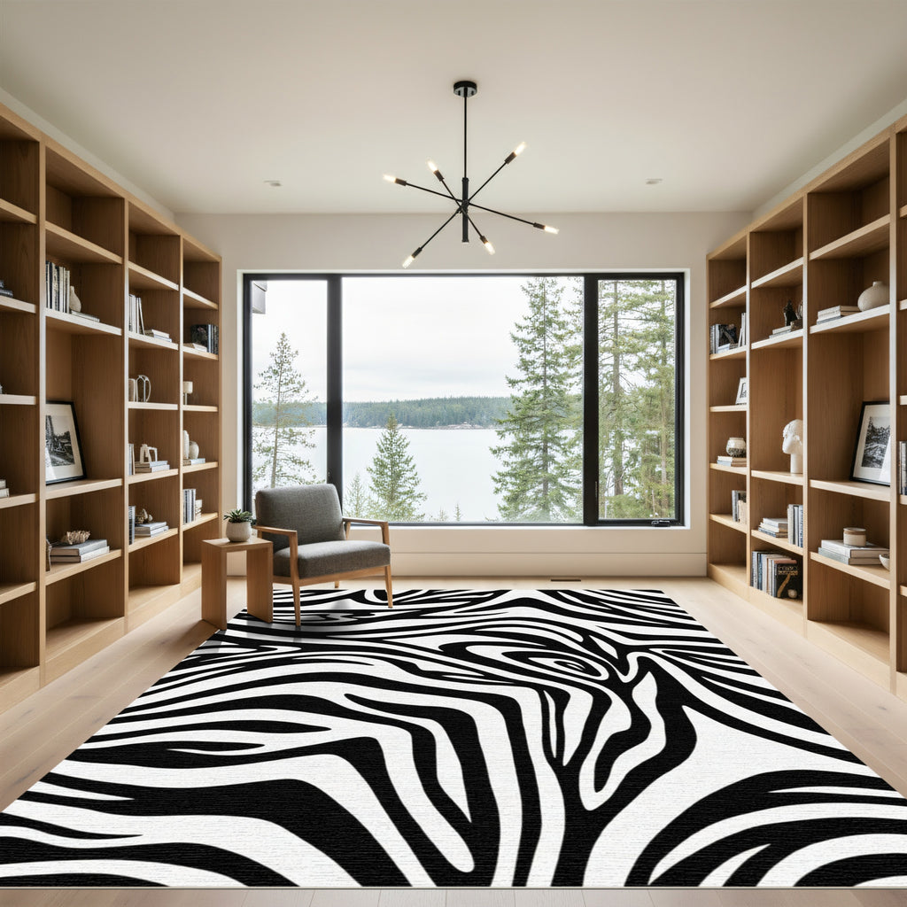Bold Monochrome Swirls Rug