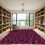 Bold Pink Blooming Flower Field Rug
