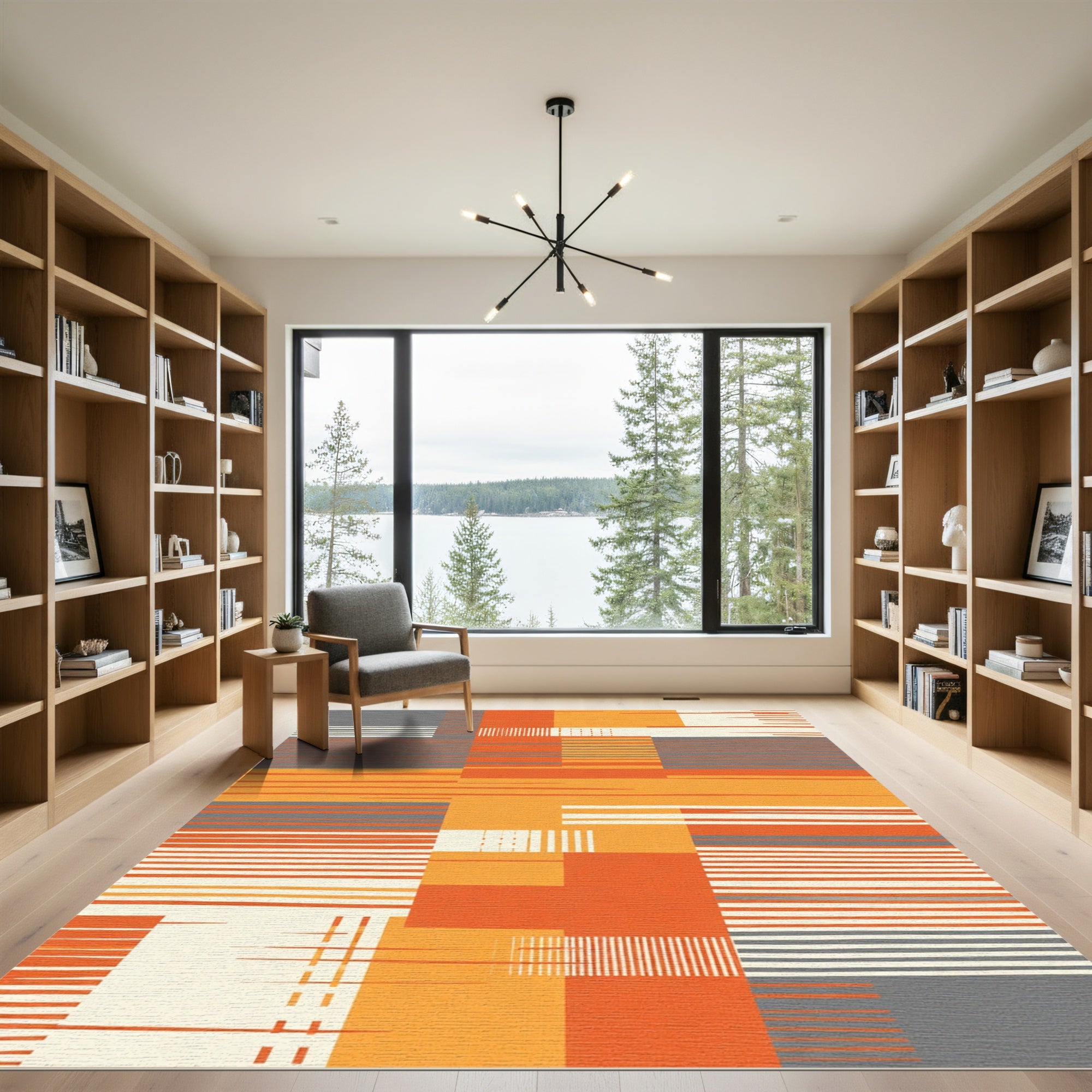 Modern Abstract Stripe Collage Rug