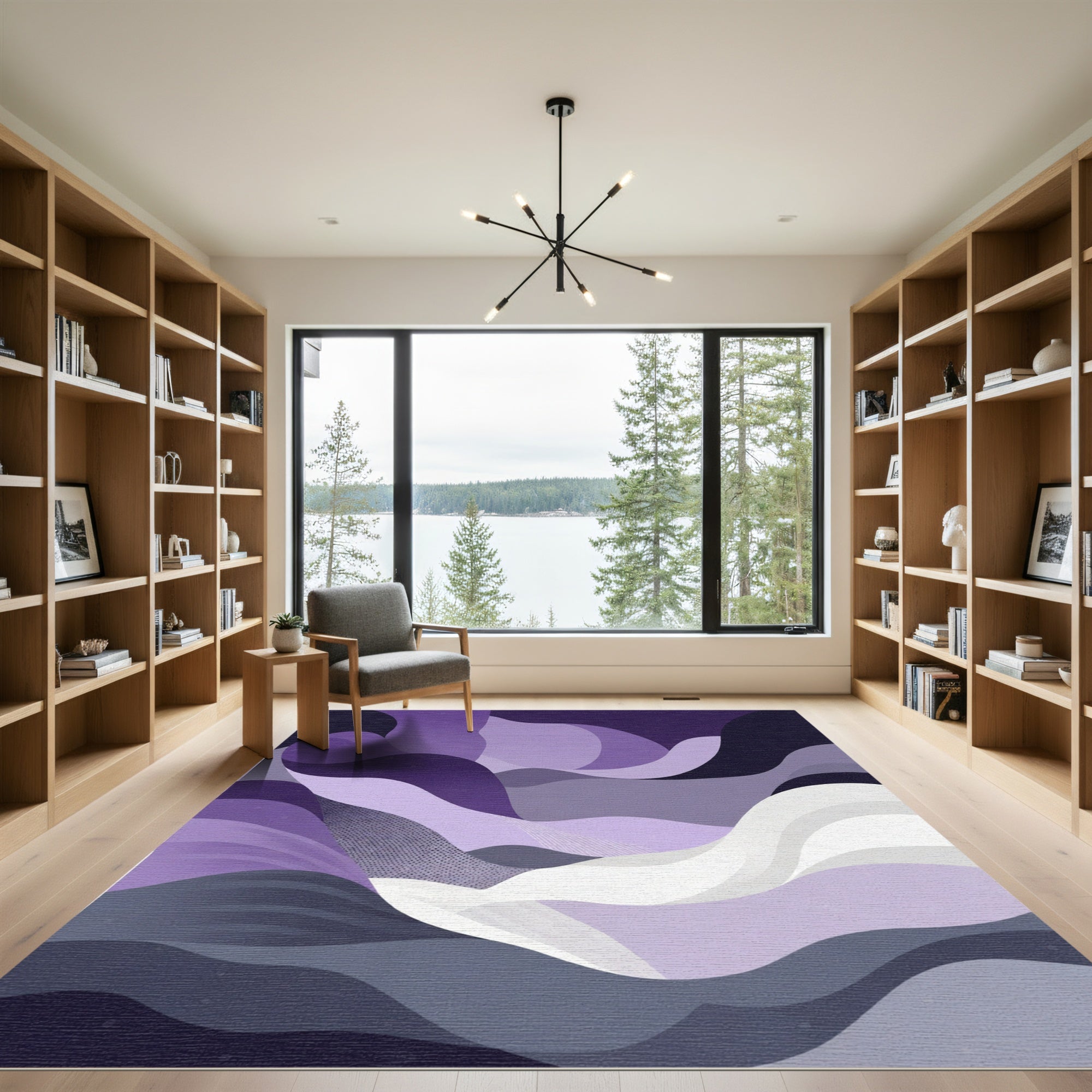 Amethyst Abstract Wavy Landscape Rug