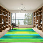 Abstract Green Teal Horizontal Lines Rug