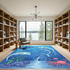 Oceanic Dolphins Swirling Decorative Swirls Rug