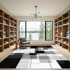 Monochrome Geometric Overlap Rectangles Rug