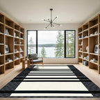 Bold Black White Stripe Accent Rug