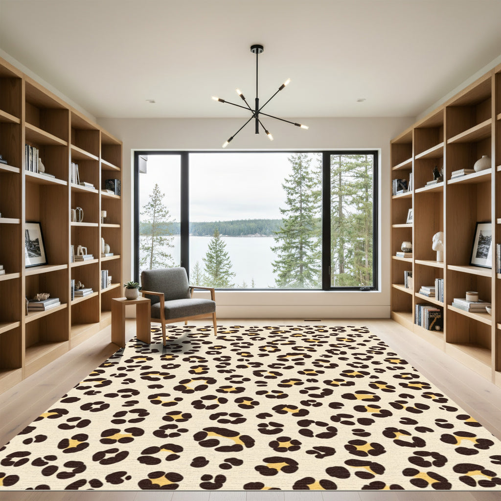 Beige And Brown Leopard Spot Cluster Rug