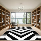 Bold Black White Chevron Statement Rug