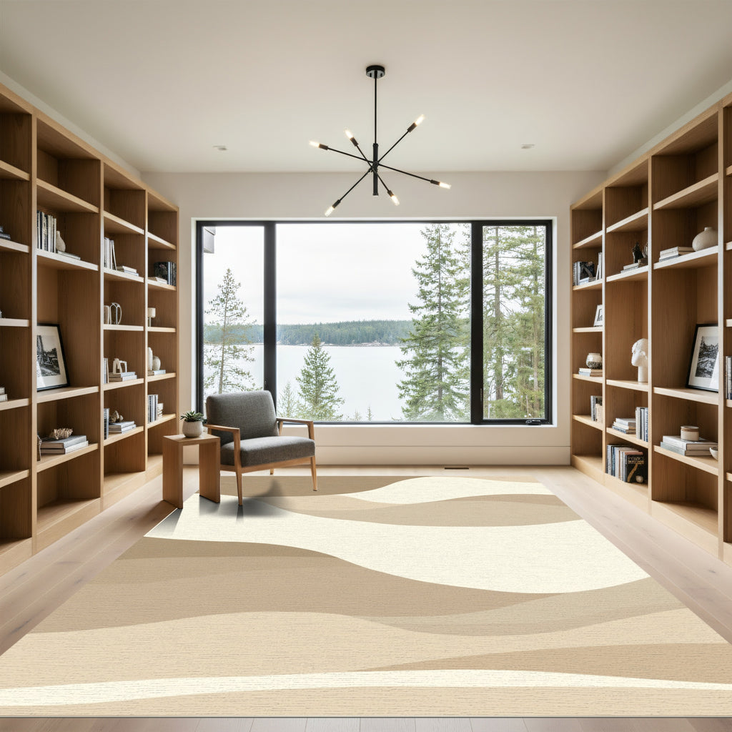 Earthy Neutral Wavy Layers Rug