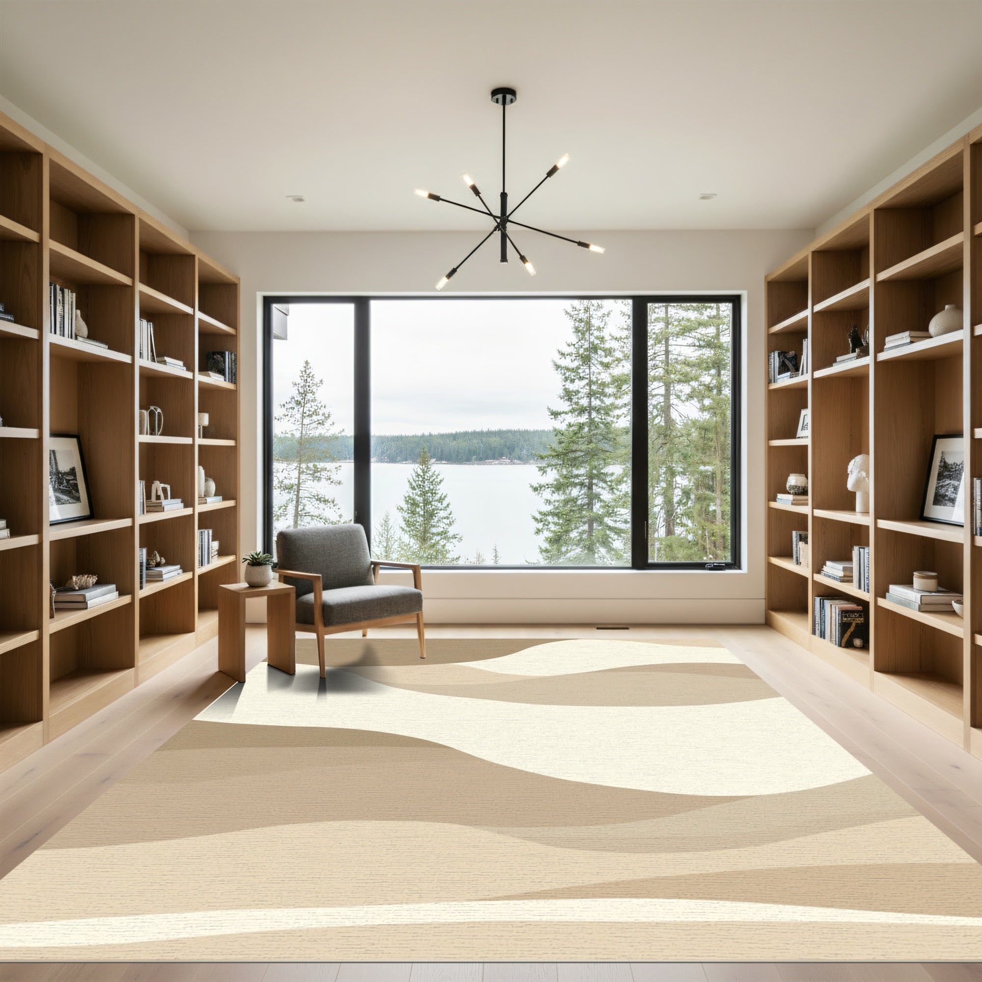 Earthy Neutral Wavy Layers Rug