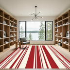 Bold Red Cream Stripe Collection Rug