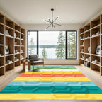Multi-Color Geometric Chevron Stripe Rug