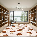 Brown Mushroom Whimsical Pattern Rug