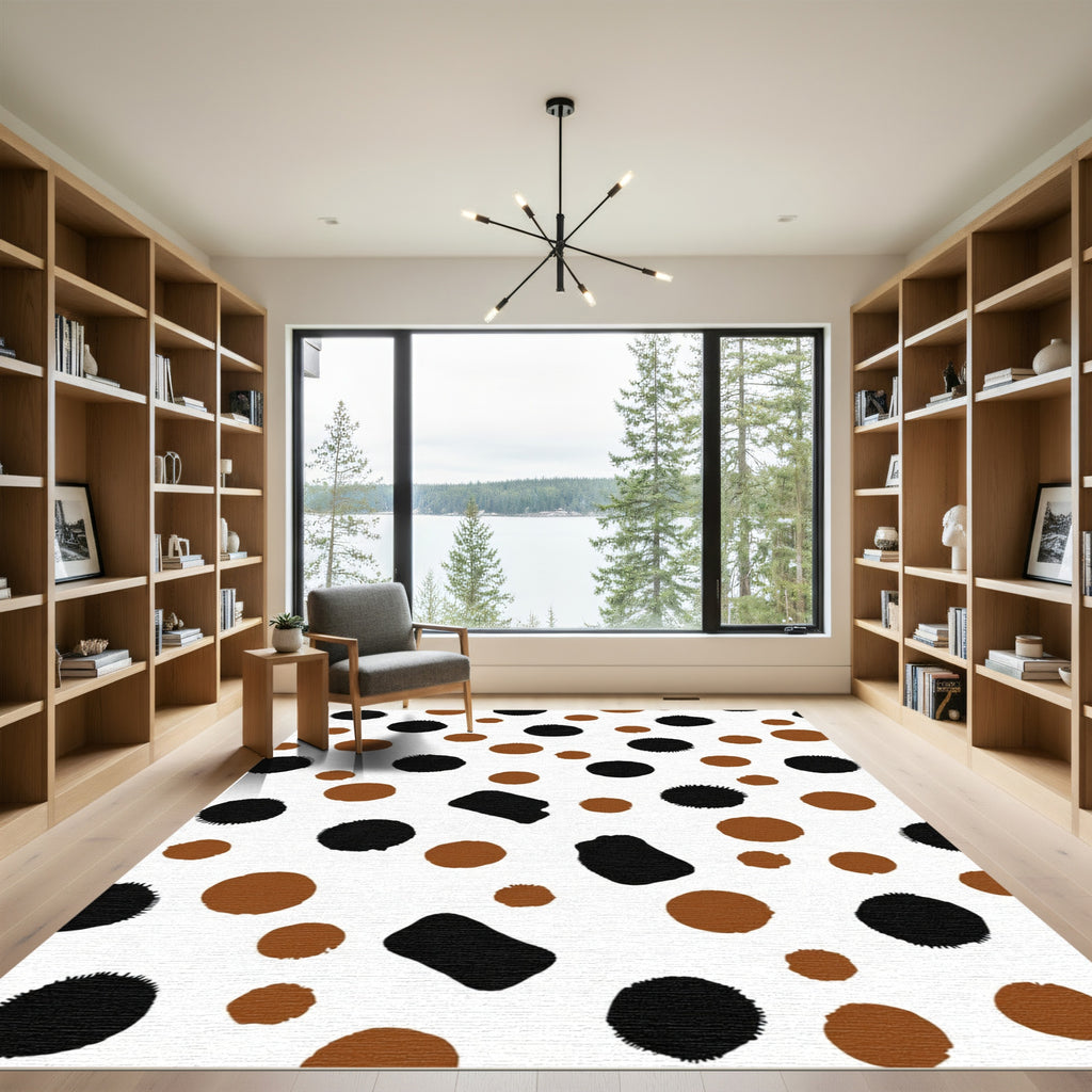 Brown Black Polka Dot Scatter Rug