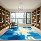 Abstract Blue Geometric Mosaic Rug