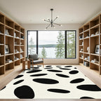 Imperfect Black Ovals Cream Field Rug