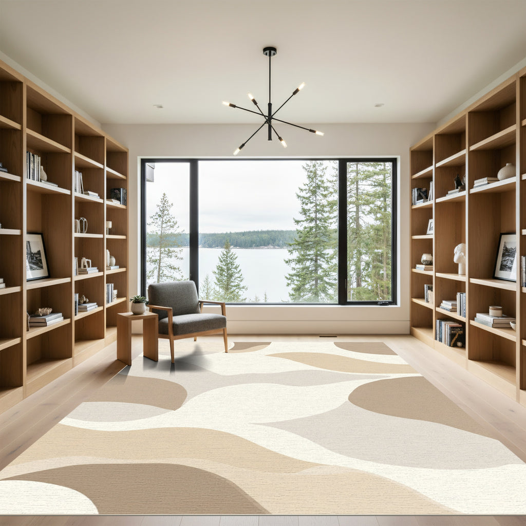 Earthy Abstract Organic Wave Rug