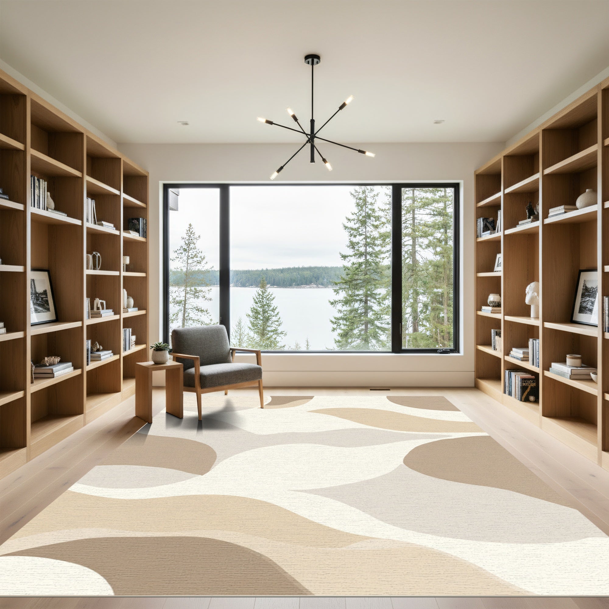 Earthy Abstract Organic Wave Rug