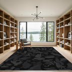 Abstract Charcoal Smudge Shapes Rug