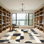 Mid Century Abstract Rounded Geometric Rug