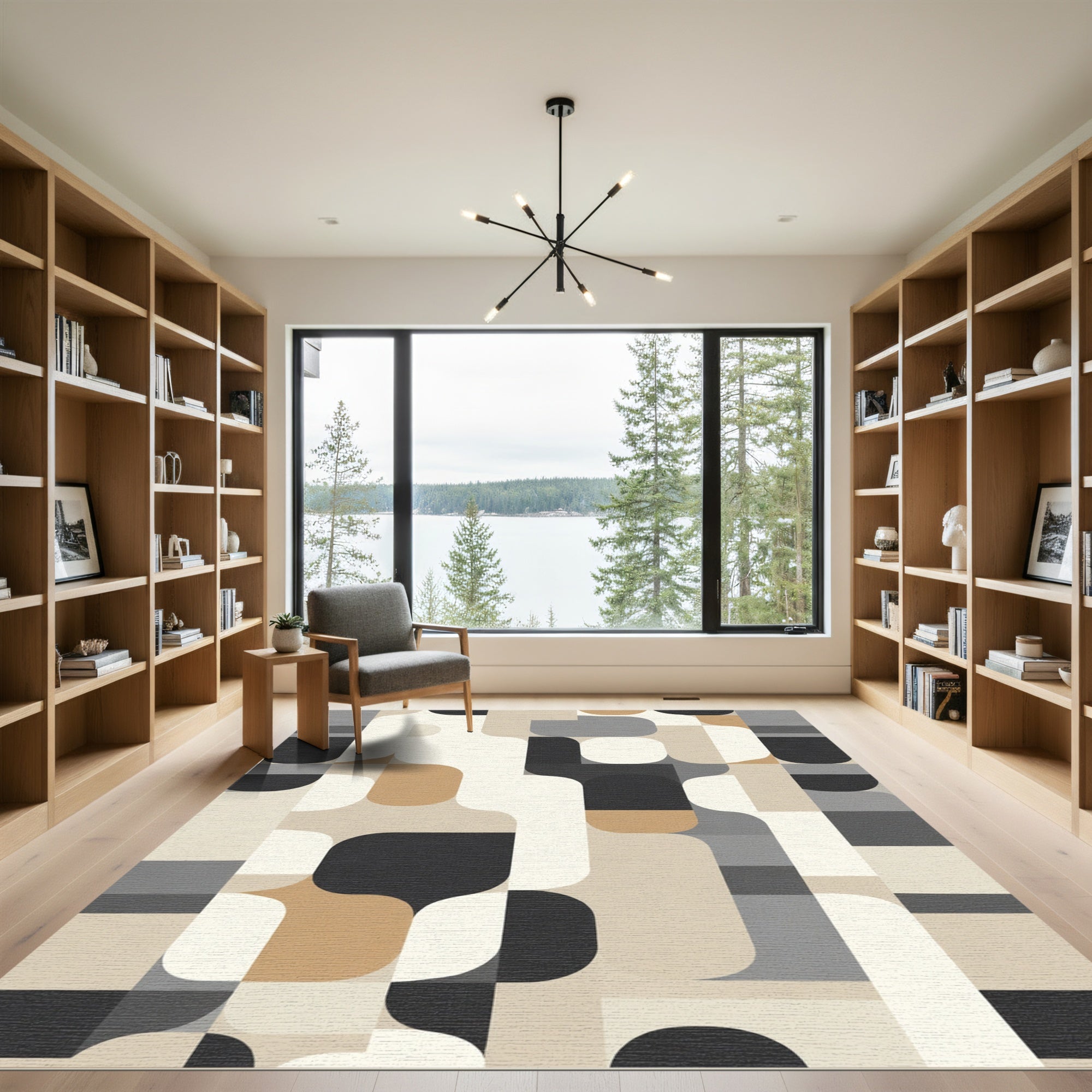 Mid Century Abstract Rounded Geometric Rug