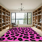 Vibrant Pink Black Spots Rug