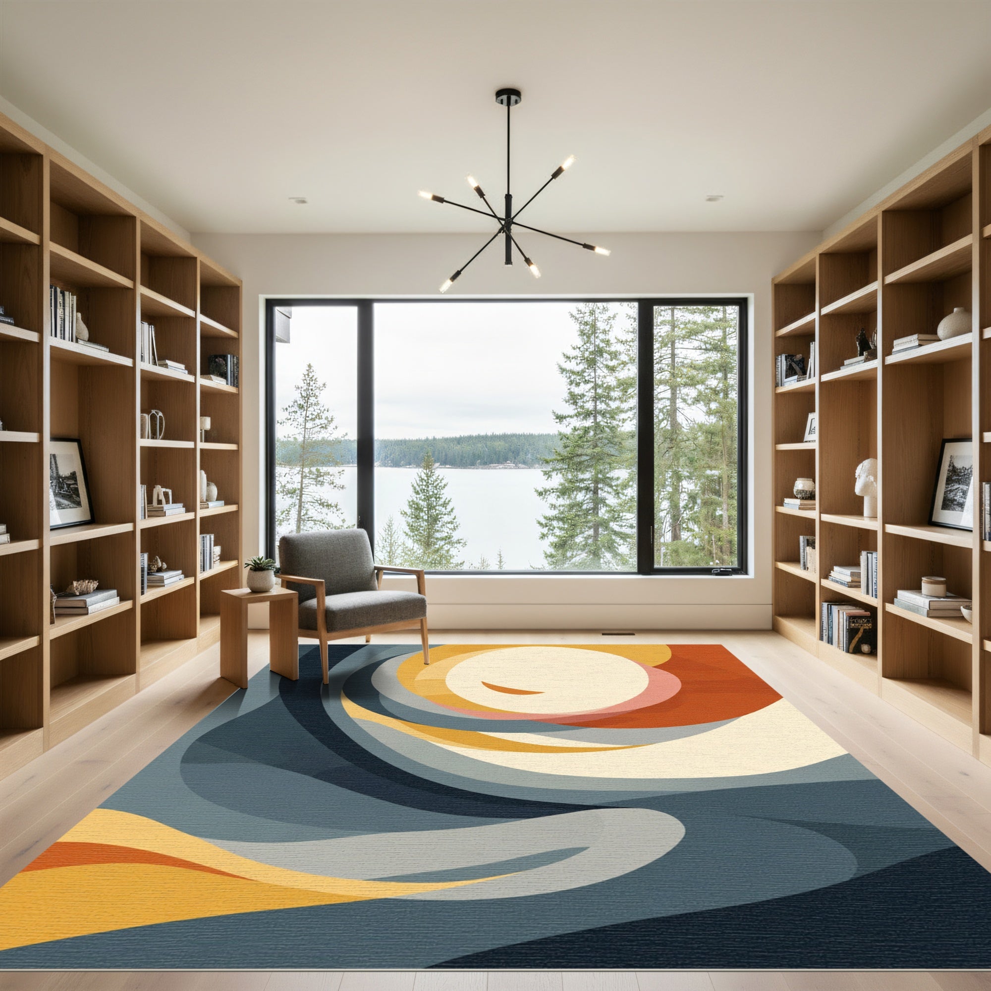 Abstract Warm Cream Swirls Rug
