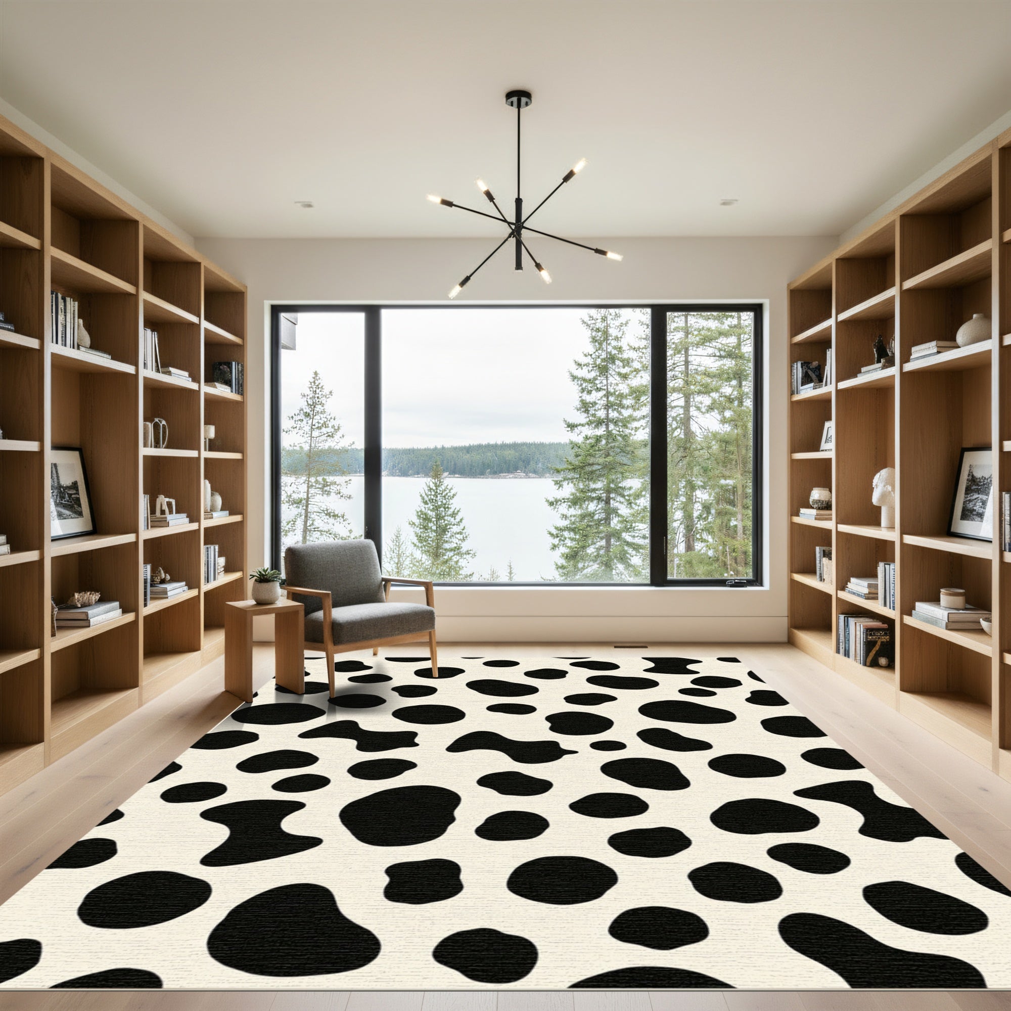 Black Cream Irregular Spots Rug