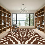 Brown Abstract Swirl Damask Rug