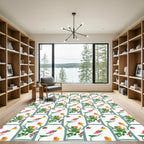 Chinoiserie Pink Yellow Bird Garden Rug