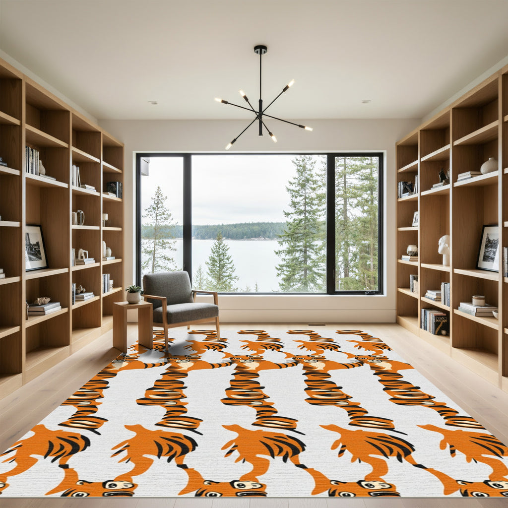 Whimsical Orange Tiger Stripes Rug