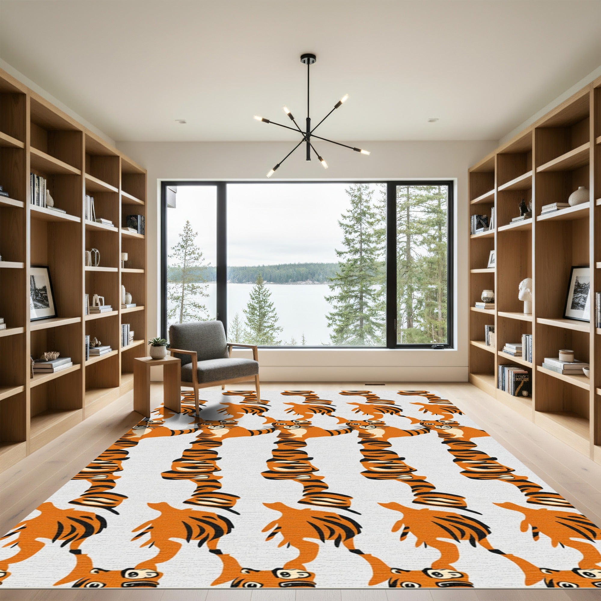 Whimsical Orange Tiger Stripes Rug