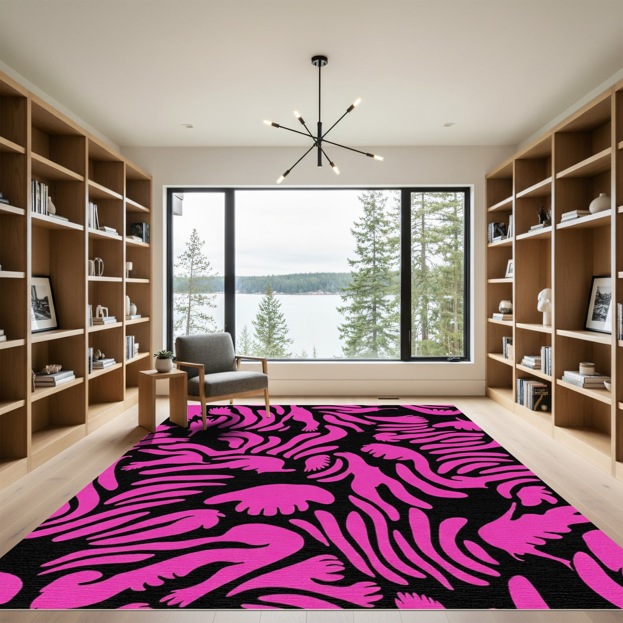 Hot Pink Abstract Organic Swirls Rug