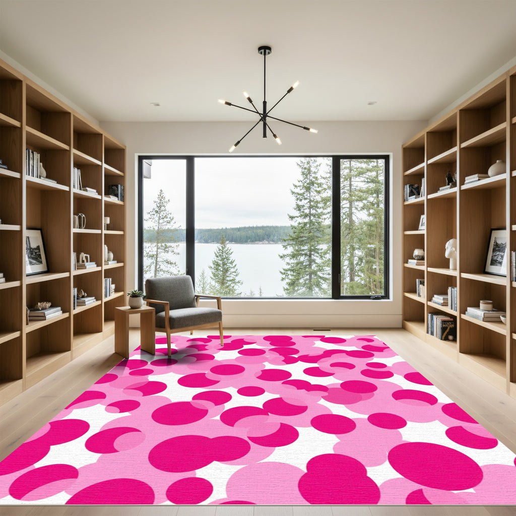 Vibrant Pink Circles Scatter Design Rug