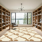 Tan and Cream Abstract Lattice Rug