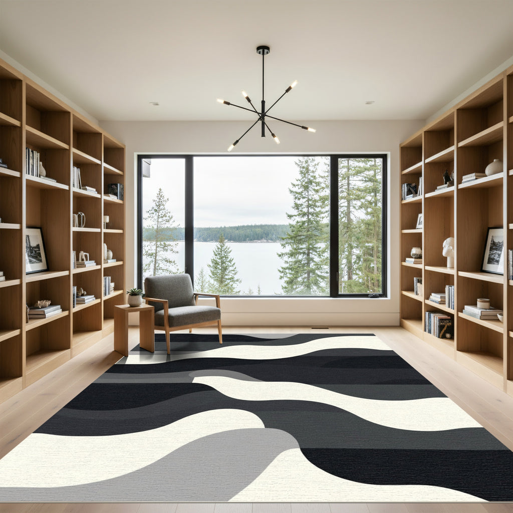 Monochromatic Wave Stripe Fluidity Rug