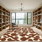 Brown Cream Lattice Spots Rug