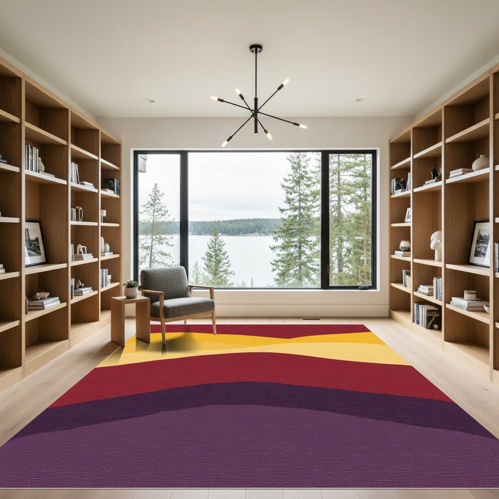 Crimson Yellow Layered Landscape Rug