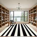 Classic Black White Parallel Lines Rug
