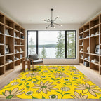 Retro Yellow Daisy Garden Rug