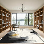 Abstract Black Gray Gold Splatter Rug