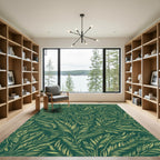 Emerald Green Leafy Vine Repeat Rug