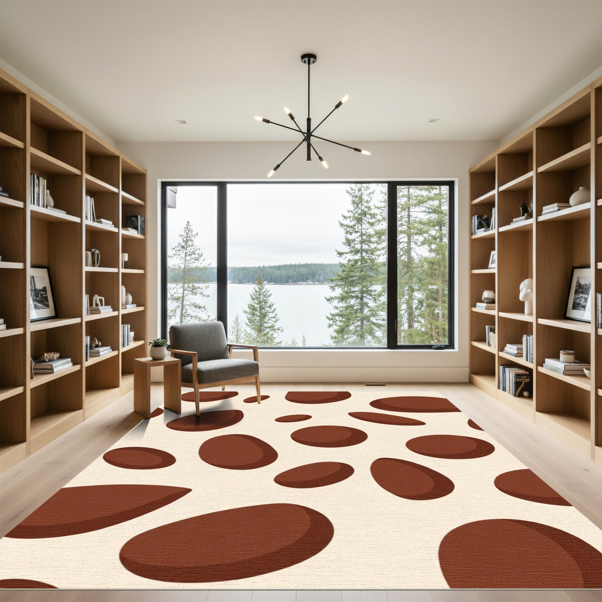 Brown Blotchy Ovate Shapes Rug