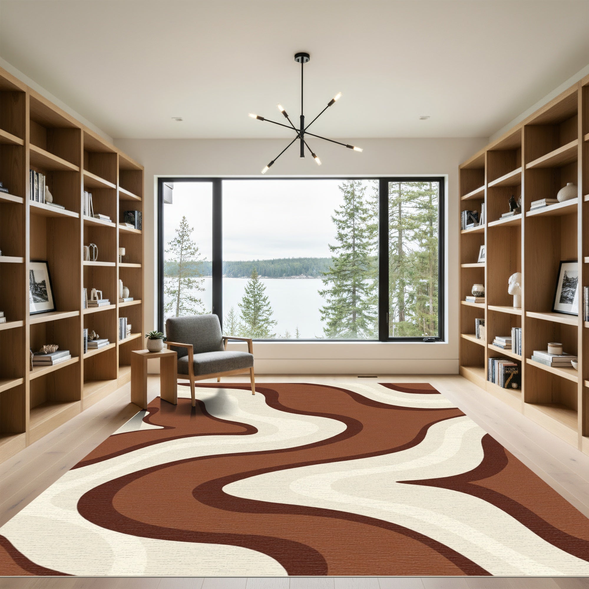 Retro Cream Chocolate Swirl Rug