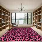 Hot Pink Black Spots Animal Print Rug