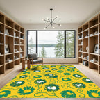 Enchanting Yellow Green Floral Swirls Rug