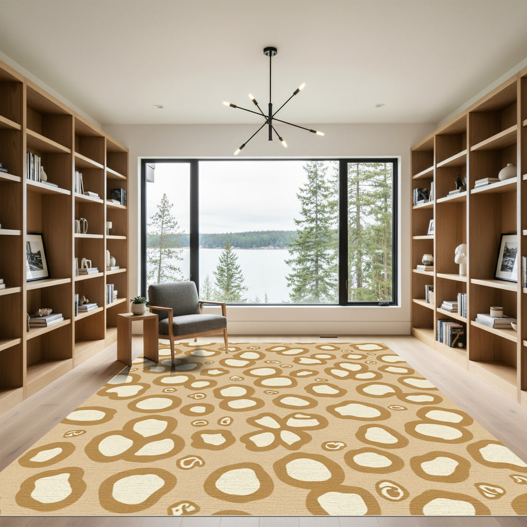Soft Ochre Abstract Bubbly Clusters Rug