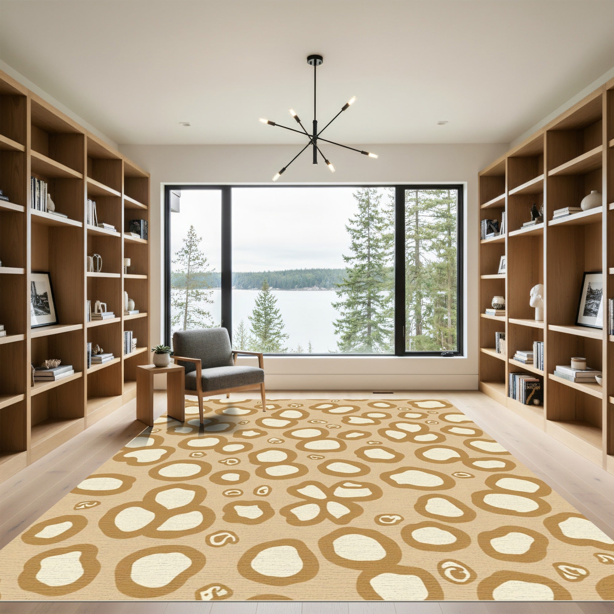 Soft Ochre Abstract Bubbly Clusters Rug