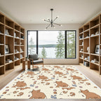 Whimsical Brown Cat Spotted Pattern Rug