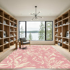 Pink Cream Botanical Vine Art Rug