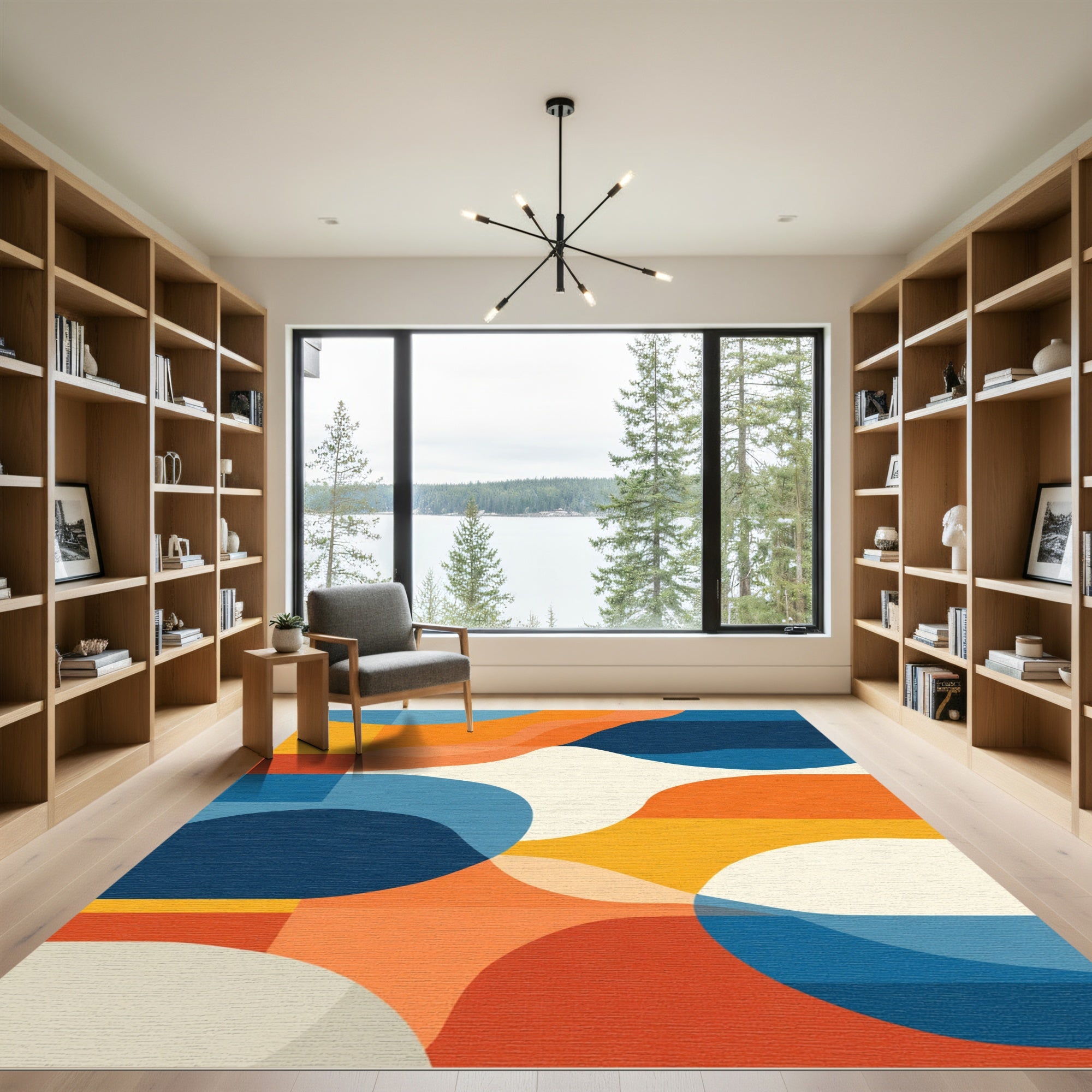 Mid Century Modern Abstract Wave Rug