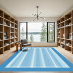 Cool Blue Vertical Stripe Rug